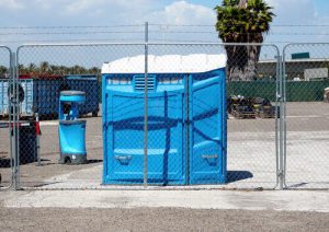 Wheelchair-accessible porta potty outdoor